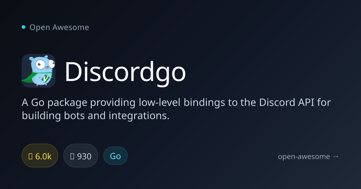 Discordgo — Go Discord API Bindings | Open Awesome