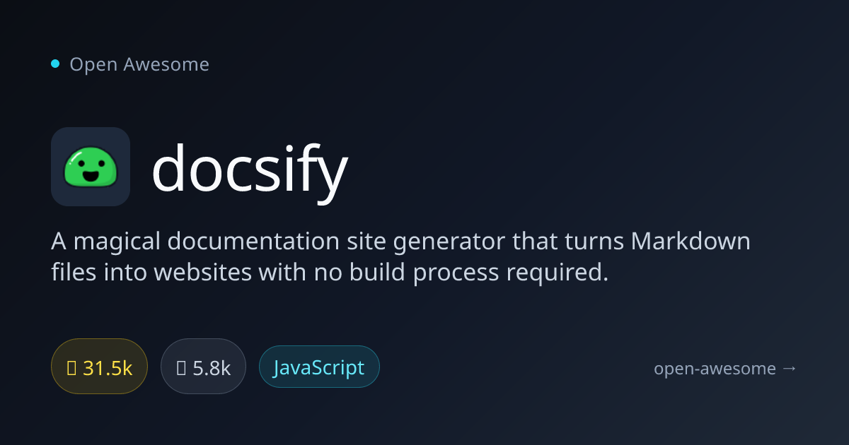 docsify — Markdown Documentation Site Generator | Open Awesome