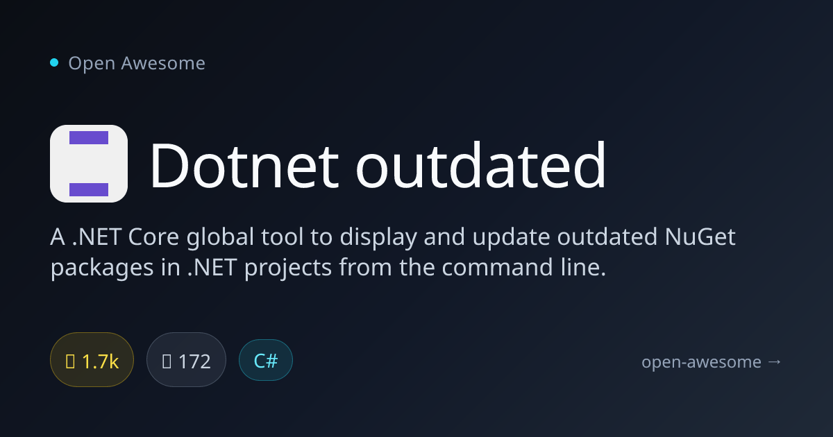 Dotnet outdated — .NET NuGet Package Updater | Open Awesome