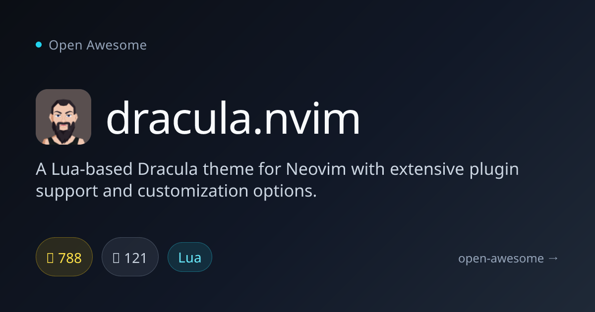 dracula.nvim — Lua Dracula Theme for Neovim | Open Awesome