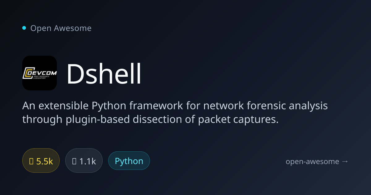 Dshell — Python Network Forensic Framework | Open Awesome