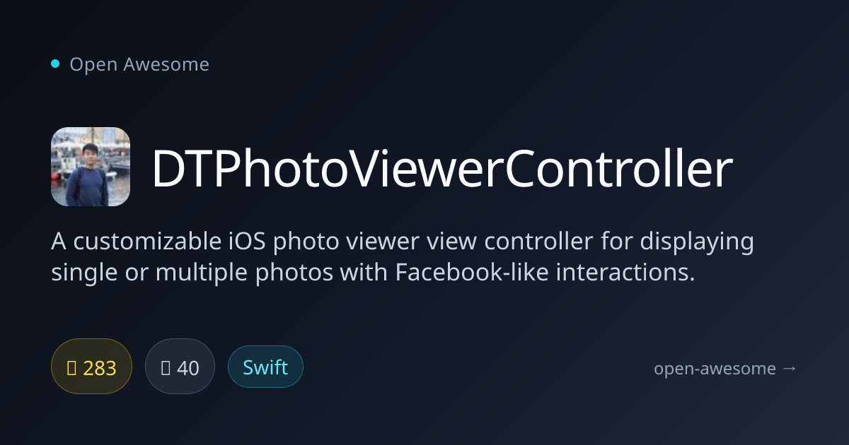 DTPhotoViewerController — iOS Photo Viewer Controller | Open Awesome