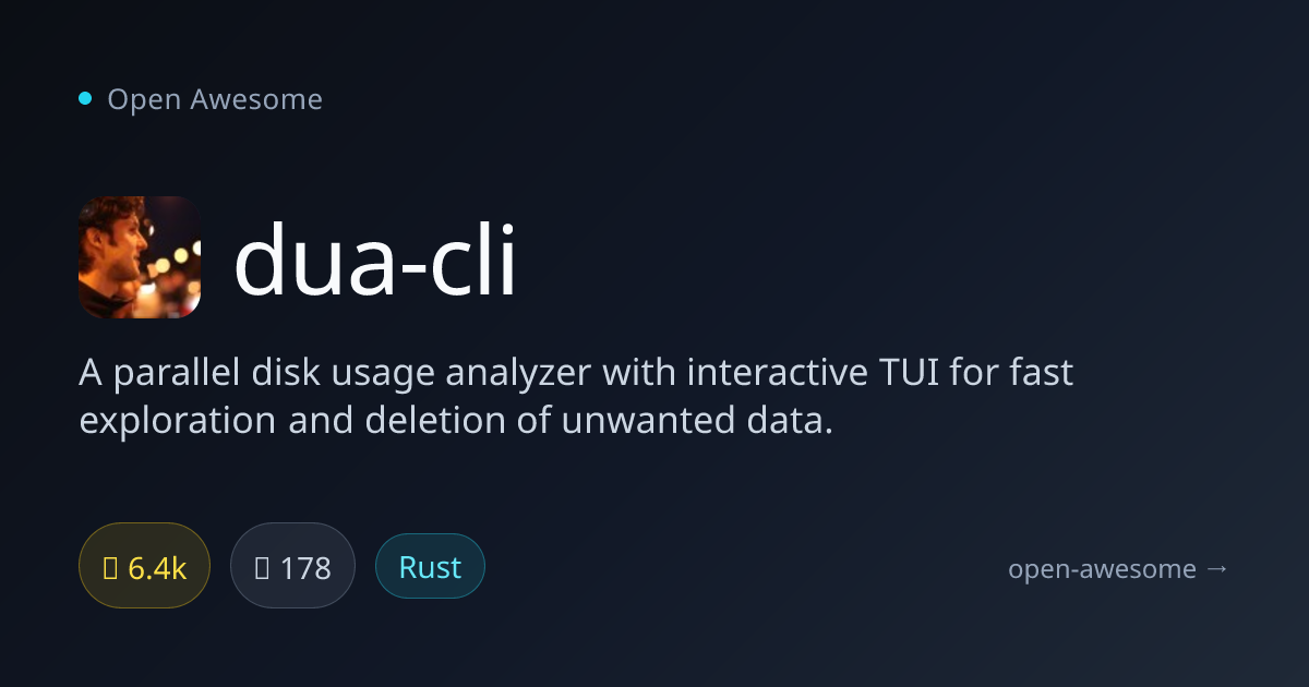 dua-cli — Parallel Disk Usage Analyzer | Open Awesome