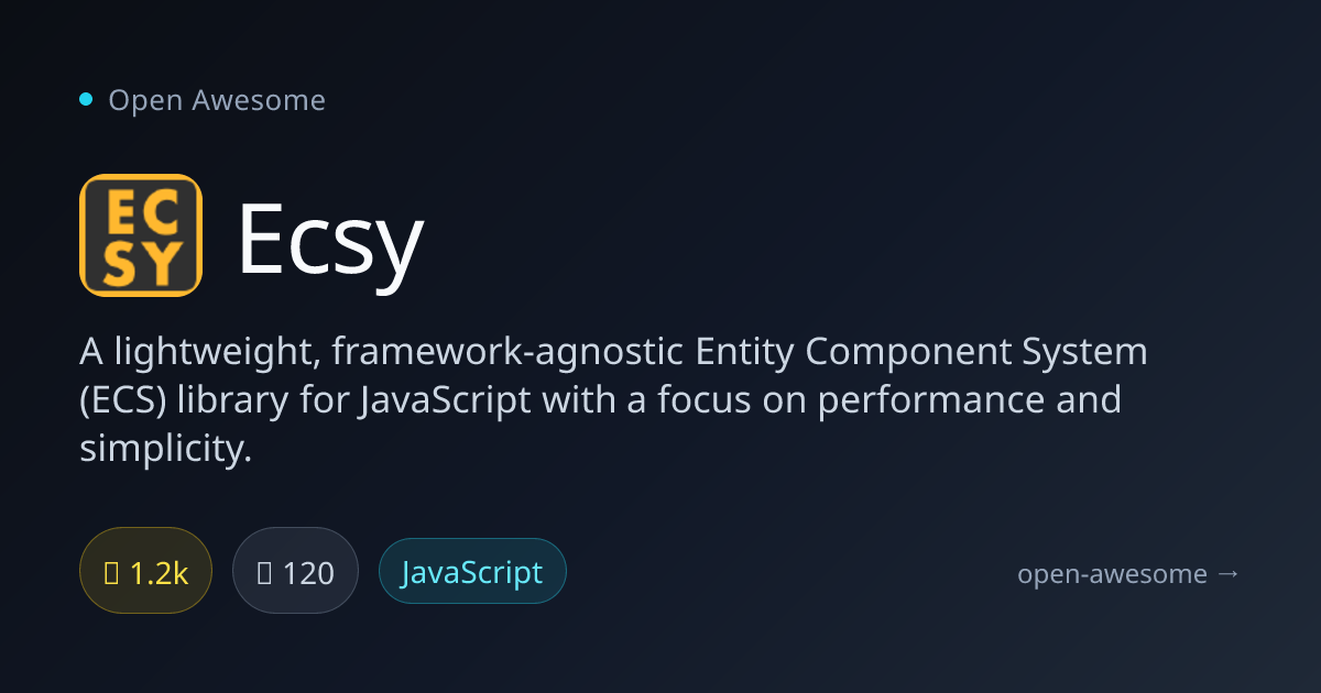 Ecsy — Lightweight Entity Component System Library | Open Awesome