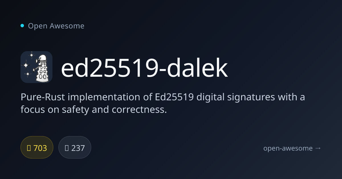 ed25519-dalek — Rust Ed25519 Implementation | Open Awesome