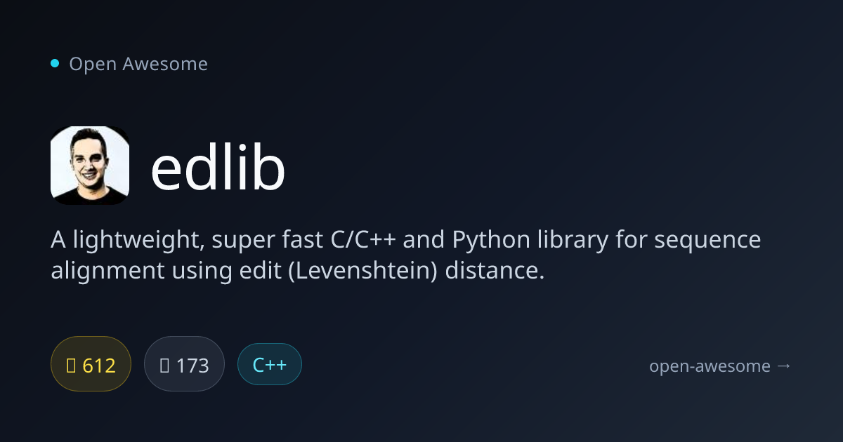 edlib — C/C++ Sequence Alignment Library | Open Awesome