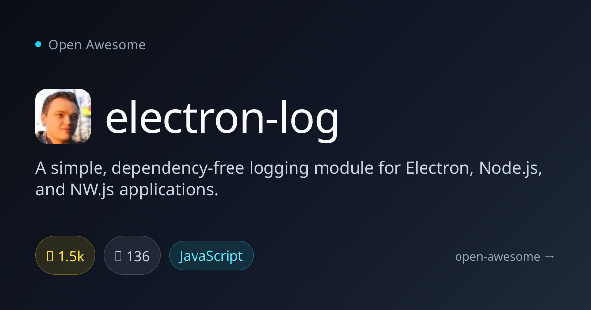 electron-log — Simple Logging for Electron Apps | Open Awesome