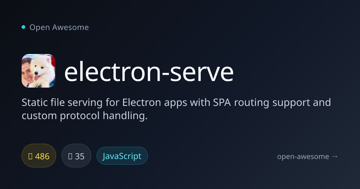 electron-serve — Electron Static File Server | Open Awesome