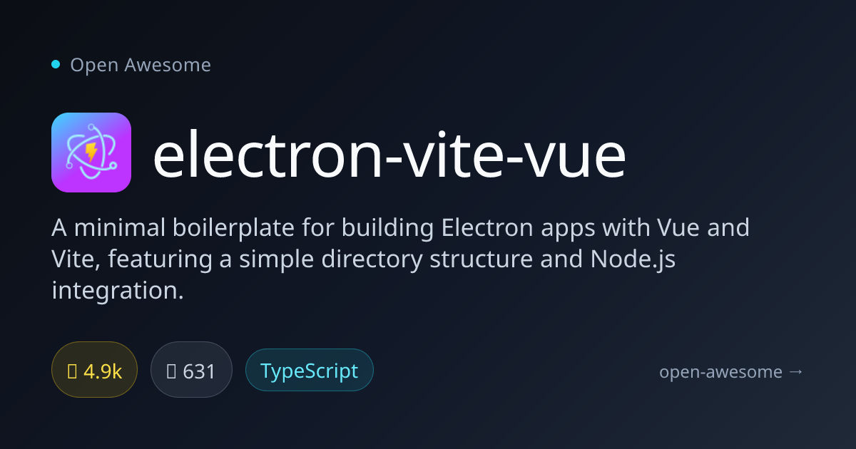 electron-vite-vue — Electron Vue Vite Boilerplate | Open Awesome