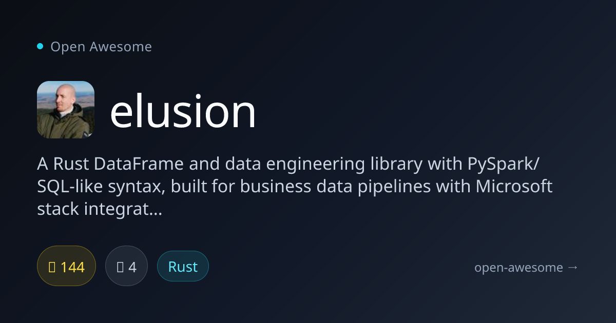 elusion — Rust DataFrame Library | Open Awesome