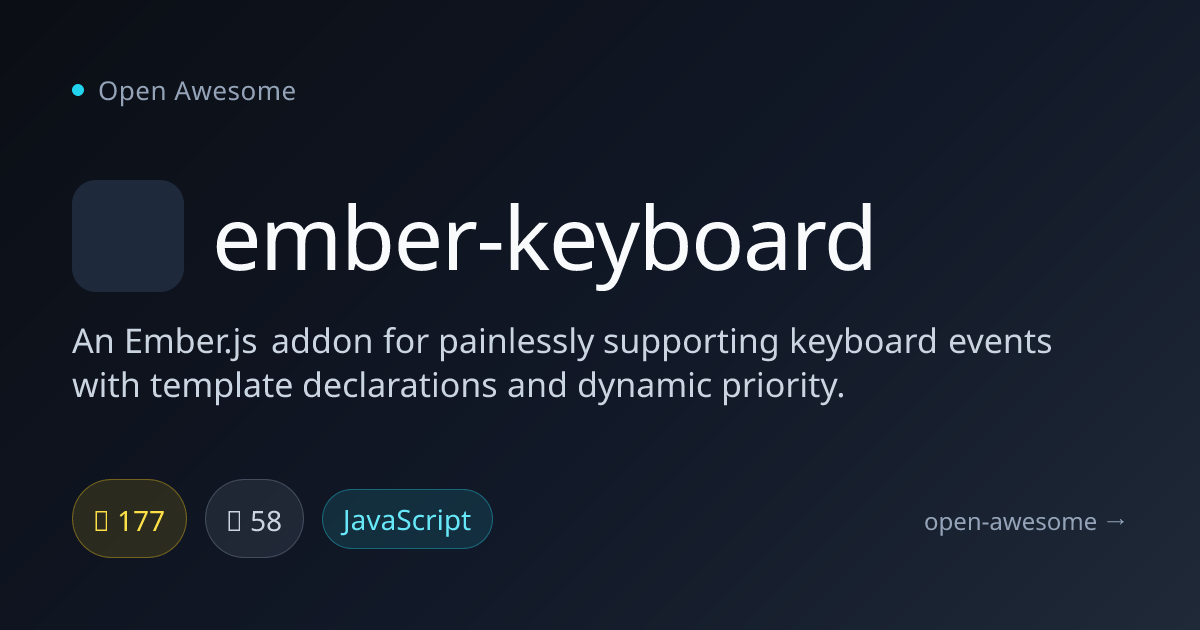 ember-keyboard — Keyboard Events Addon for Ember.js | Open Awesome