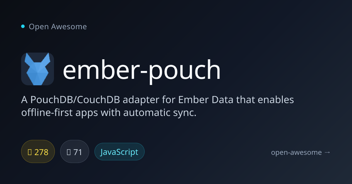 ember-pouch — PouchDB Adapter for Ember Data | Open Awesome