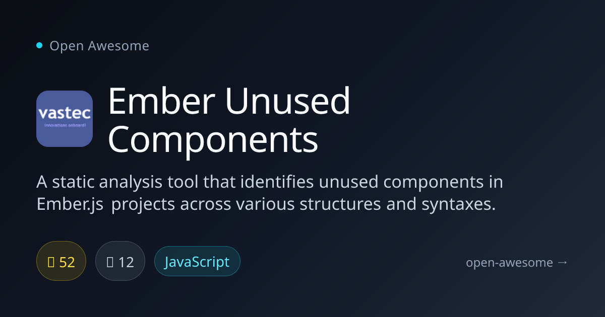 Ember Unused Components — Ember.js Component Analysis Tool | Open Awesome