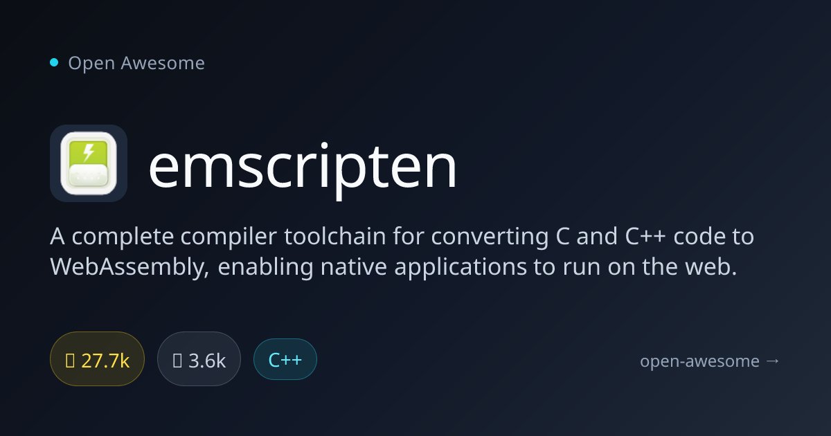 emscripten — C/C++ to WebAssembly Compiler | Open Awesome