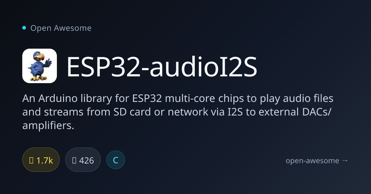 ESP32-audioI2S — ESP32 Audio Library for I2S | Open Awesome