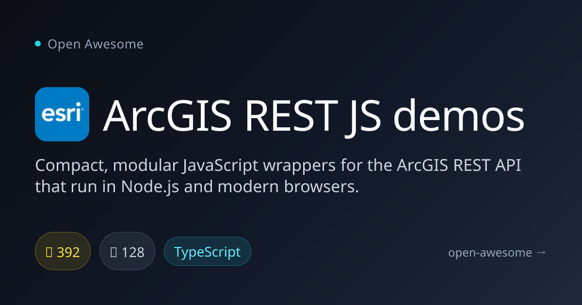 ArcGIS REST JS demos — ArcGIS REST API JavaScript Demos | Open Awesome