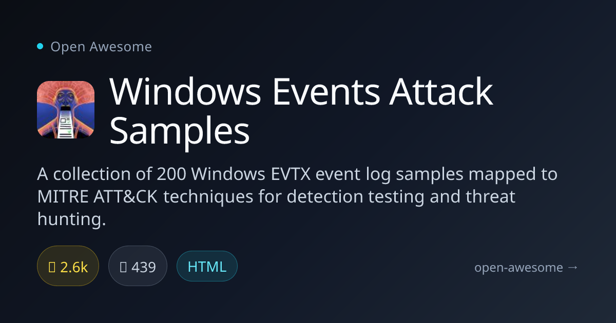 Windows Events Attack Samples — Windows EVTX MITRE ATT&CK Samples ...