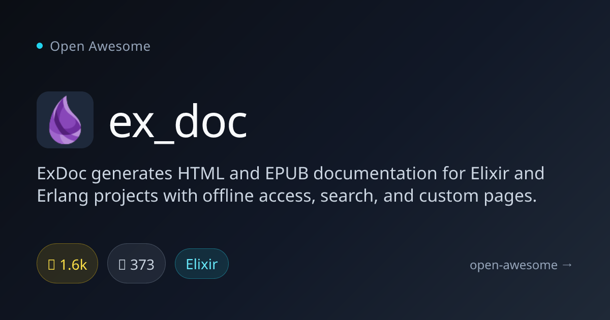 ex_doc — Documentation Generator for Elixir | Open Awesome