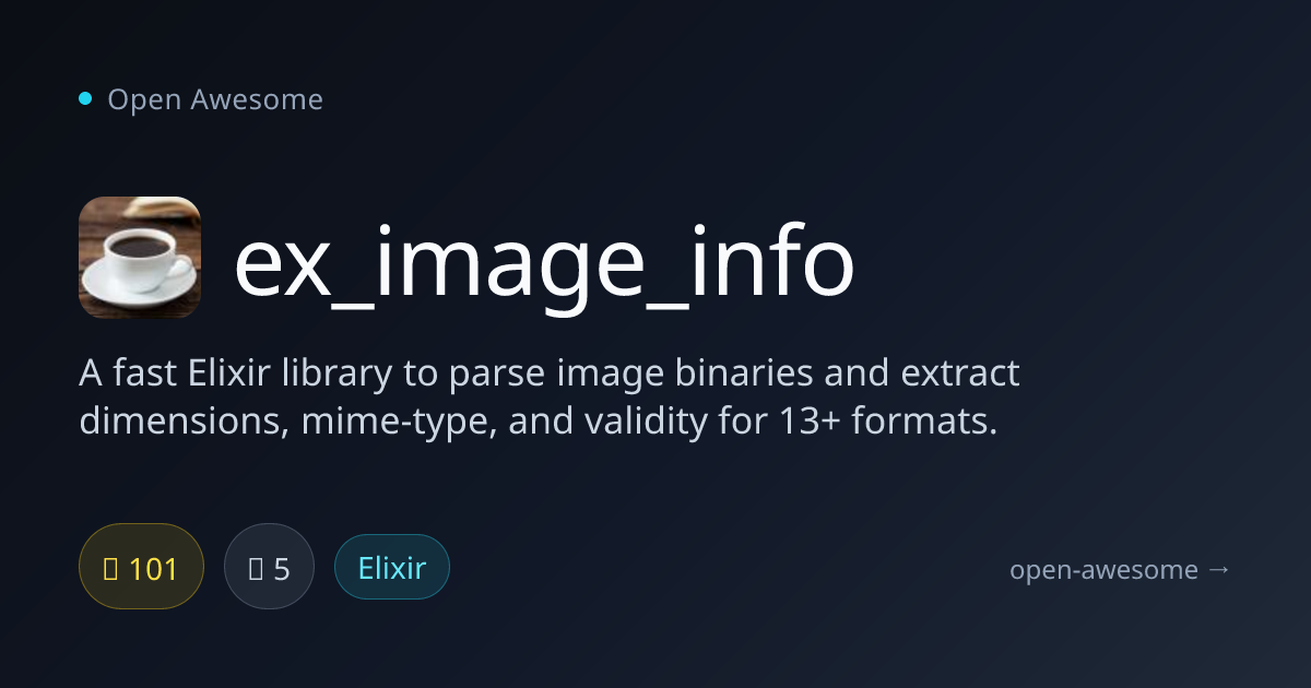 ex_image_info — Fast Elixir Image Parser | Open Awesome