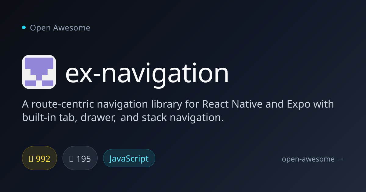 ex-navigation — Route-Centric React Native Navigation | Open Awesome
