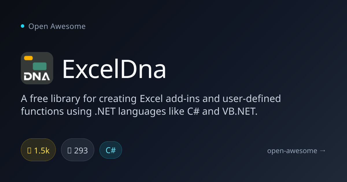 ExcelDna — .NET Excel Add-In Library | Open Awesome