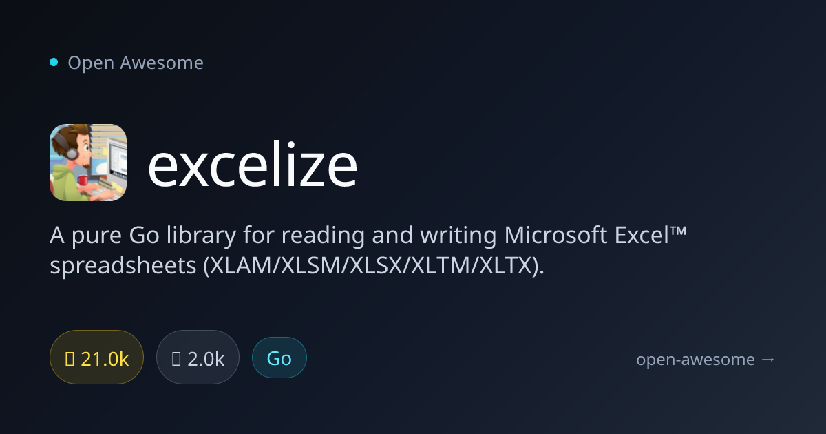 excelize — Pure Go Excel Spreadsheet Library | Open Awesome
