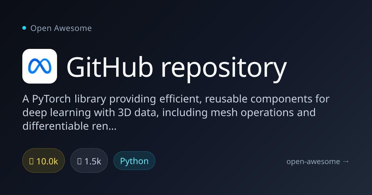 GitHub repository — 3D Deep Learning Components | Open Awesome