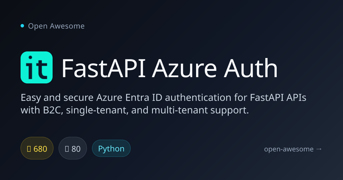 FastAPI Azure Auth — FastAPI Azure Authentication | Open Awesome
