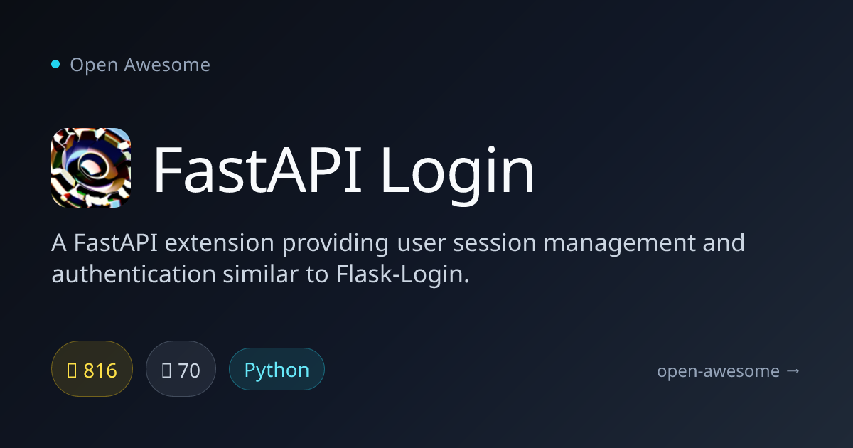 FastAPI Login — FastAPI Session Management | Open Awesome