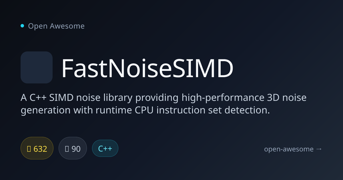 FastNoiseSIMD — C++ SIMD 3D Noise Library | Open Awesome