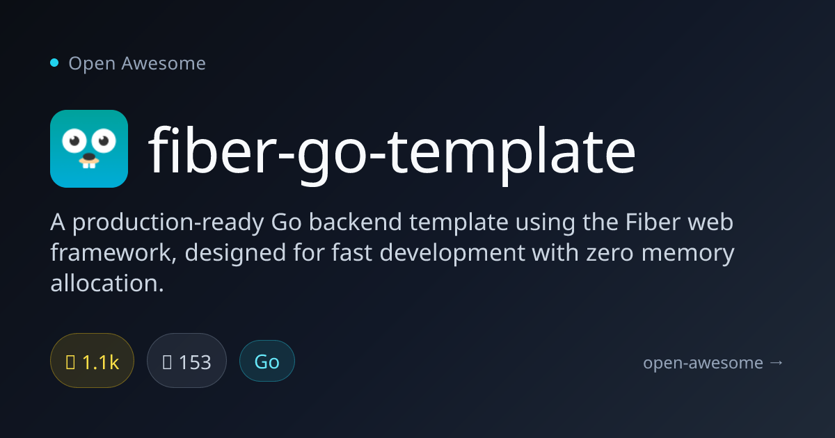 fiber-go-template — Production Go Backend Fiber Template | Open Awesome