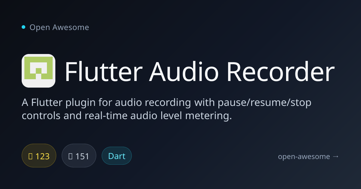 Flutter Audio Recorder — Flutter Plugin for Audio Recording | Open Awesome