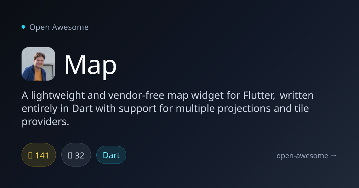 Map — Vendor-Free Flutter Map Widget | Open Awesome