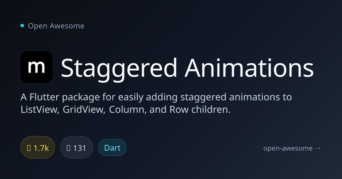 Staggered Animations — Staggered Animations for Flutter | Open Awesome