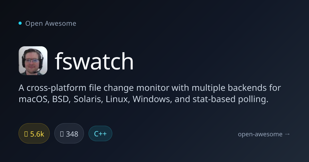 fswatch — Cross-Platform File Change Monitor | Open Awesome
