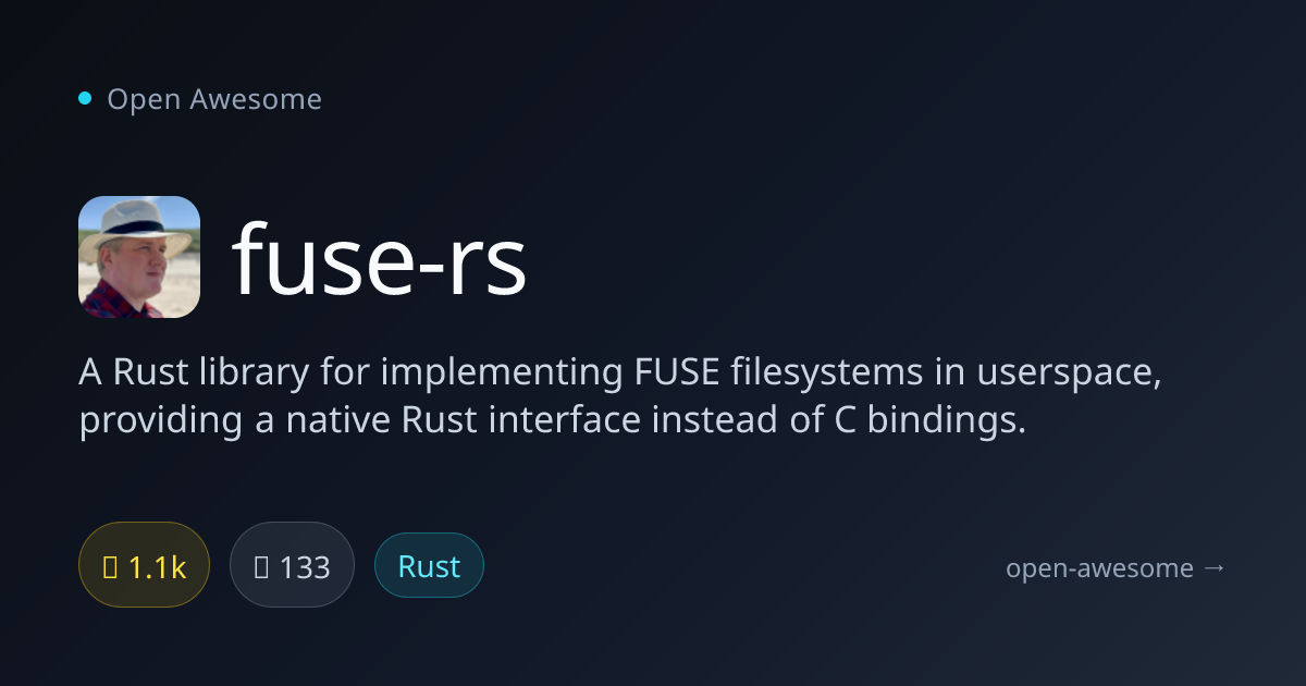 fuse-rs — Rust FUSE Filesystem Library | Open Awesome