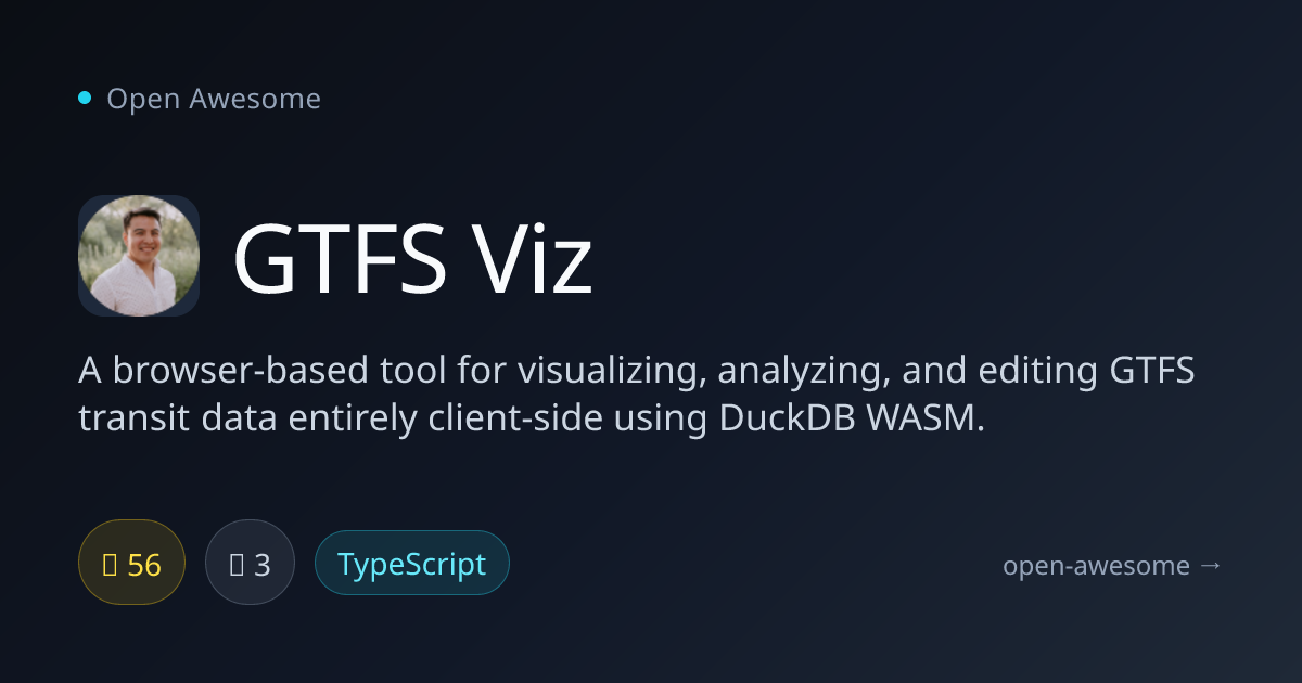 GTFS Viz — Browser-Based GTFS Visualization Tool | Open Awesome
