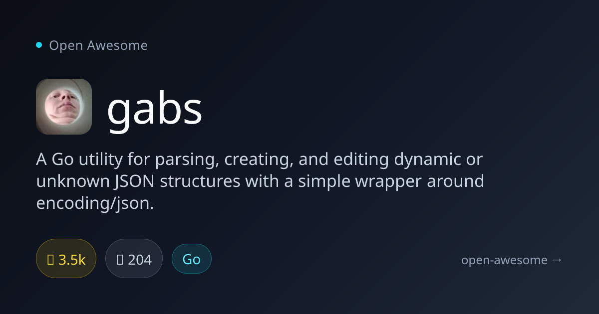 gabs — Go JSON Parsing Utility | Open Awesome