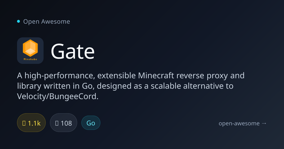Gate — High-Performance Minecraft Proxy | Open Awesome