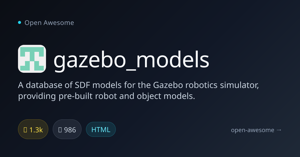 gazebo_models — SDF Model Database for Gazebo | Open Awesome