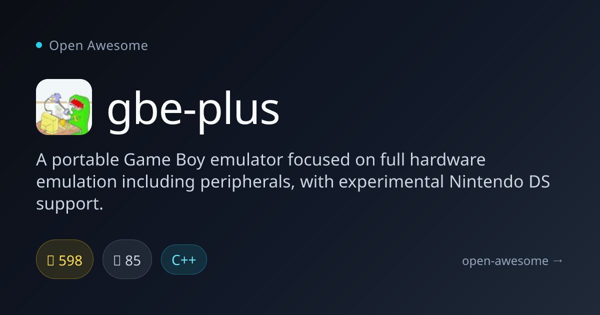 gbe-plus — Portable Game Boy Emulator | Open Awesome