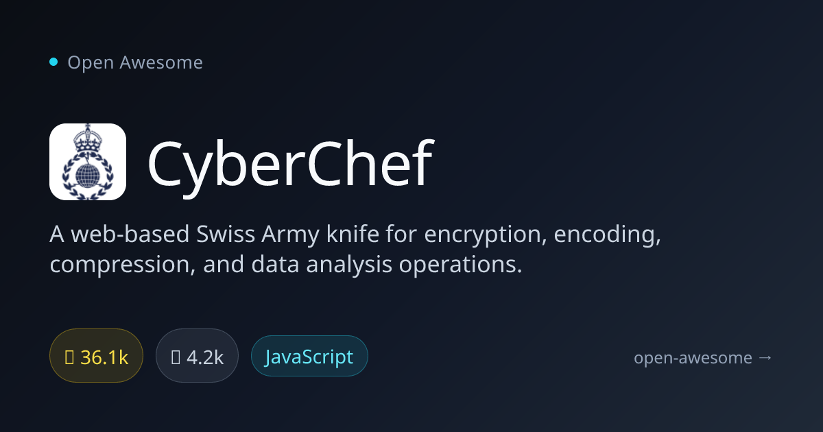 CyberChef — Web-Based Data Analysis Swiss Army Knife | Open Awesome