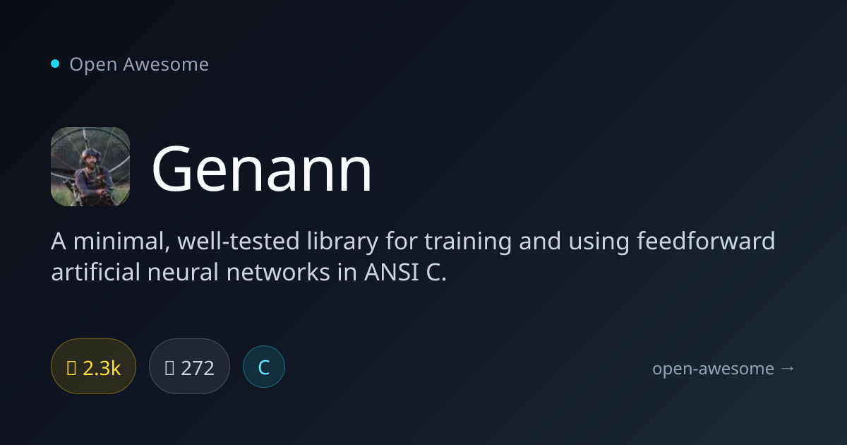 Genann — ANSI C Neural Network Library | Open Awesome