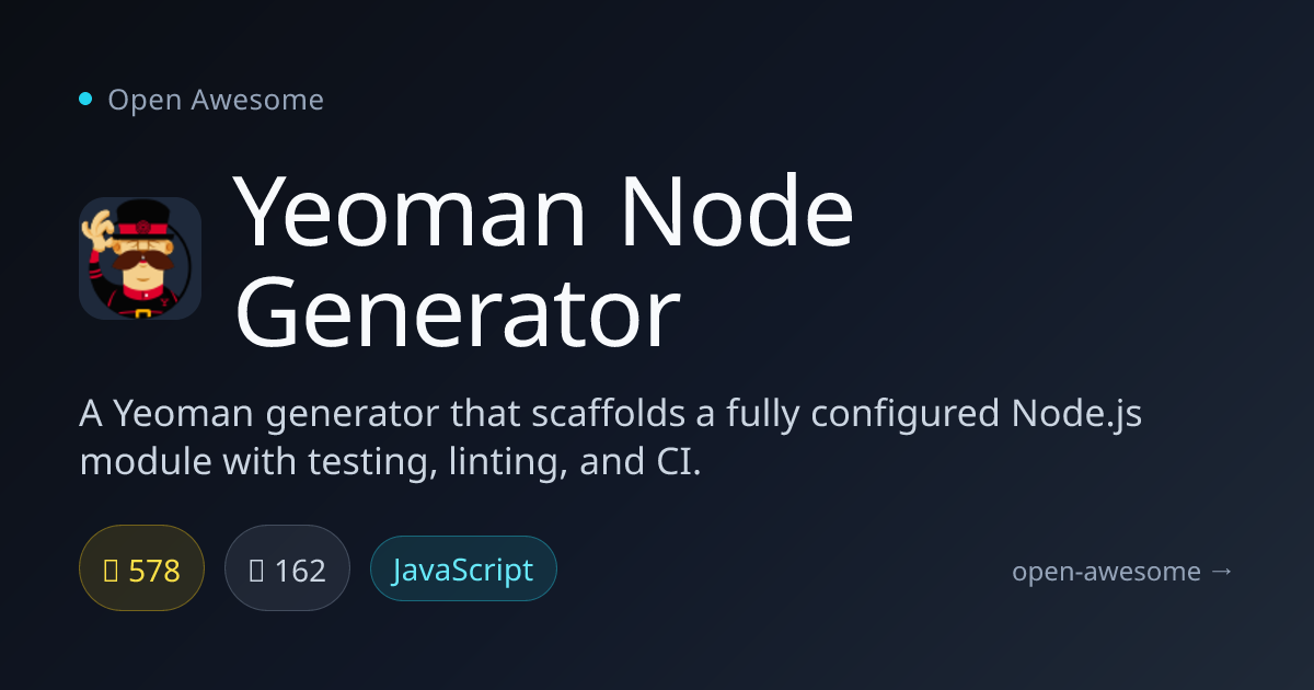 Yeoman Node Generator — Node.js Module Scaffolding Tool | Open Awesome