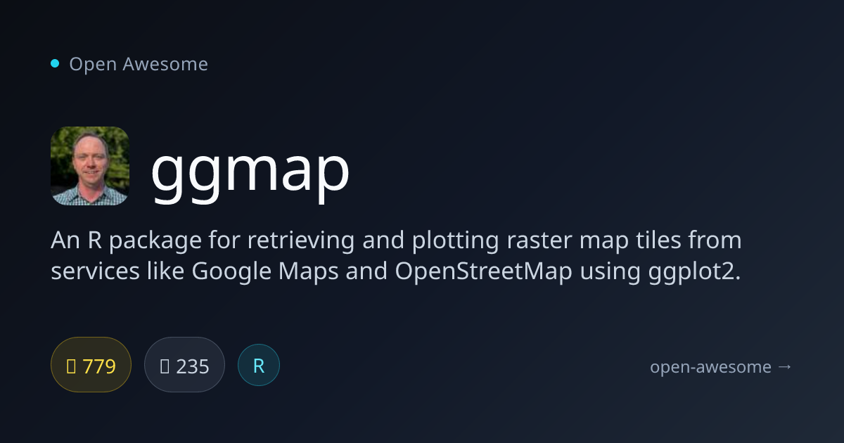 ggmap — R Package for Map Tiles | Open Awesome