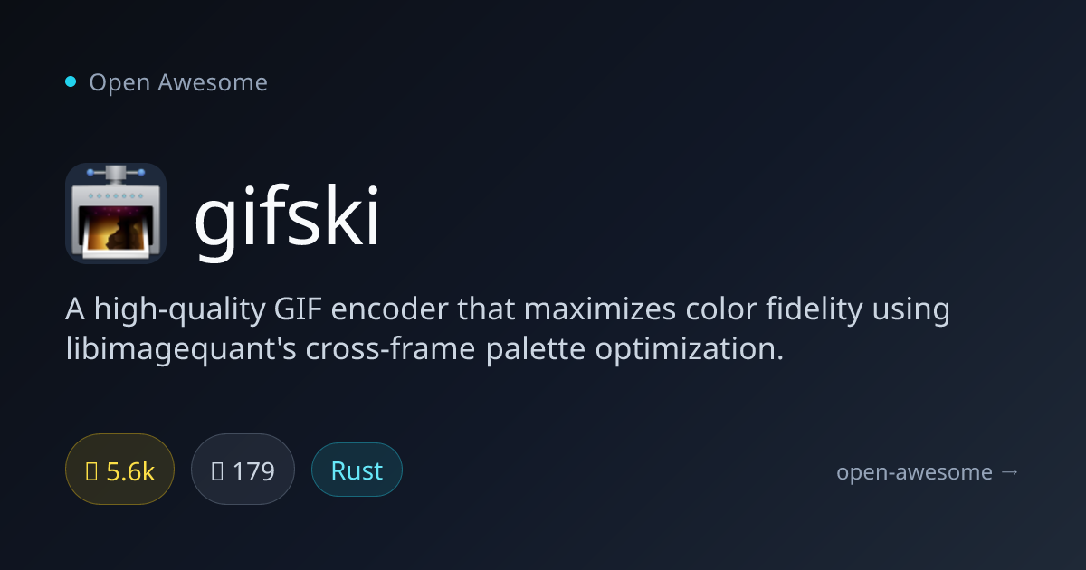 gifski — High-Quality GIF Encoder | Open Awesome