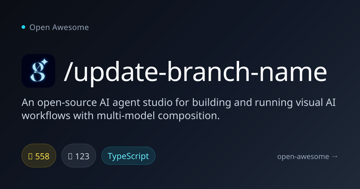 /update-branch-name — AI Agent Studio for Visual Workflows | Open Awesome