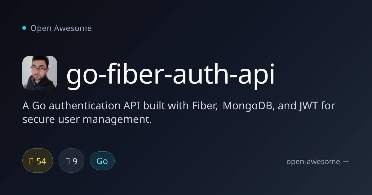 go-fiber-auth-api — Go Fiber JWT Auth API | Open Awesome