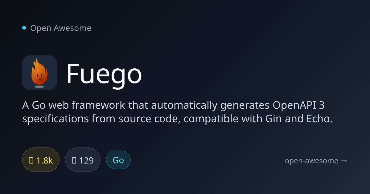 Fuego — Go Framework with Auto OpenAPI Generation | Open Awesome