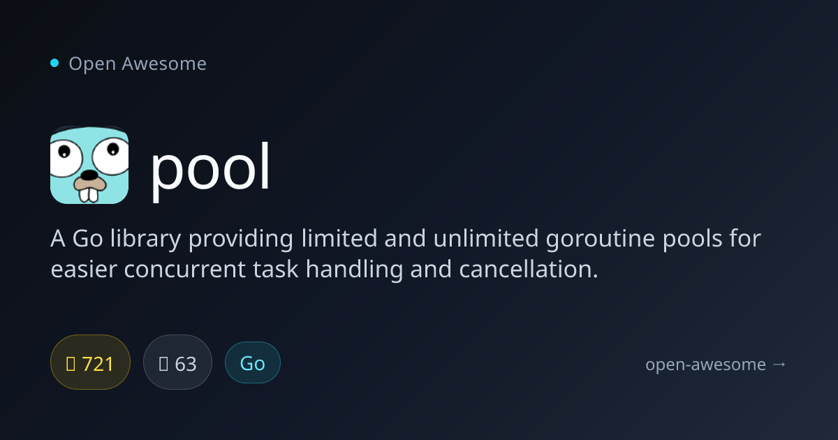pool — Go Goroutine Pool Library | Open Awesome